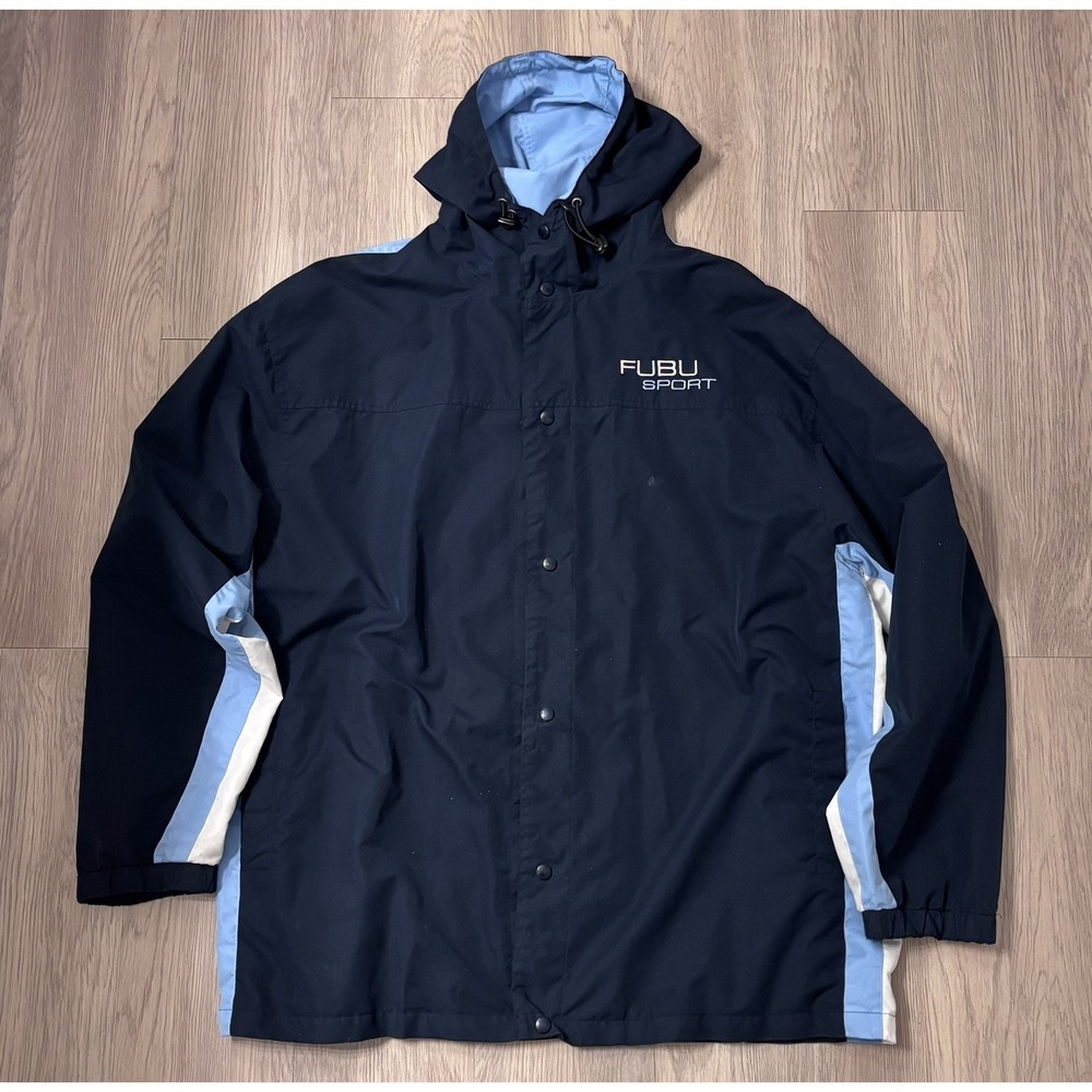 Men's vintage FUBU Sport windbreaker jacket 2XL Blue - Picture 14 of 16
